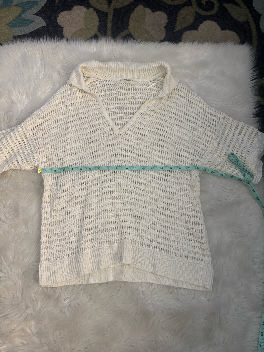 Max Studio Open-Knit V-Neck Pullover Sweater - Ivory